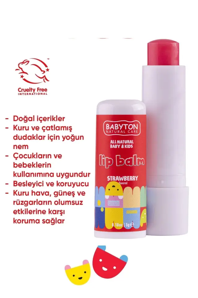 BABYTON Doğal Çilekli Dudak Koruyucu 5 gr