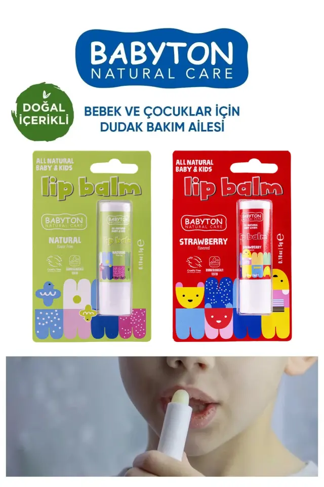 BABYTON Doğal Çilekli Dudak Koruyucu 5 gr