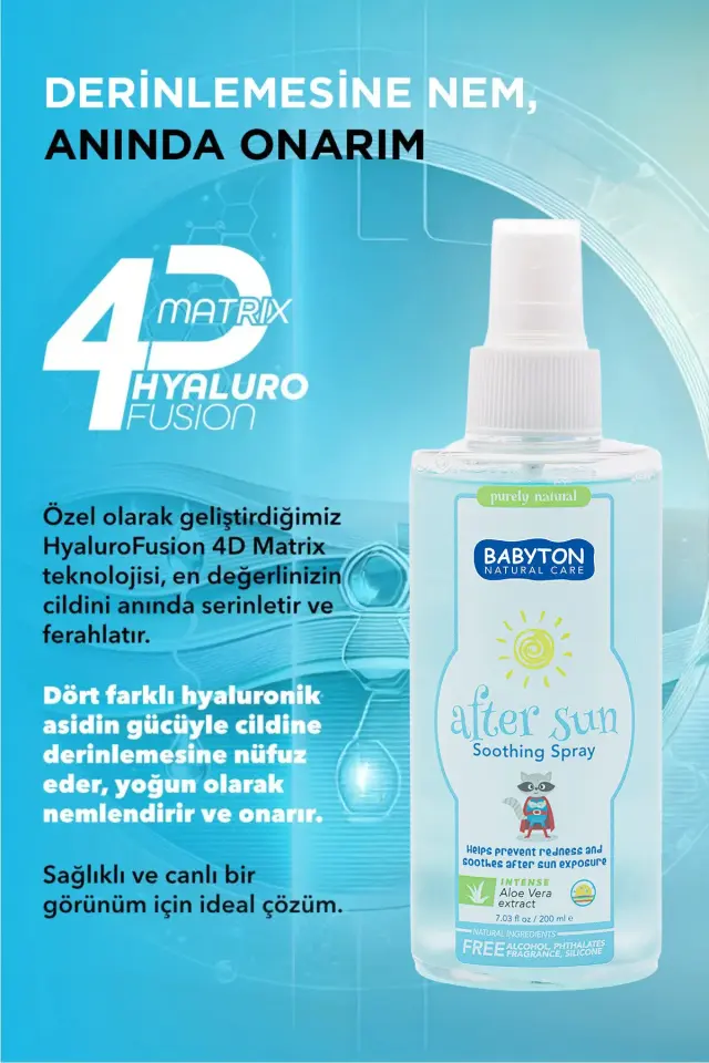 BABYTON Güneş Sonrası Rahatlatıcı Bakım Spreyi 200 ml