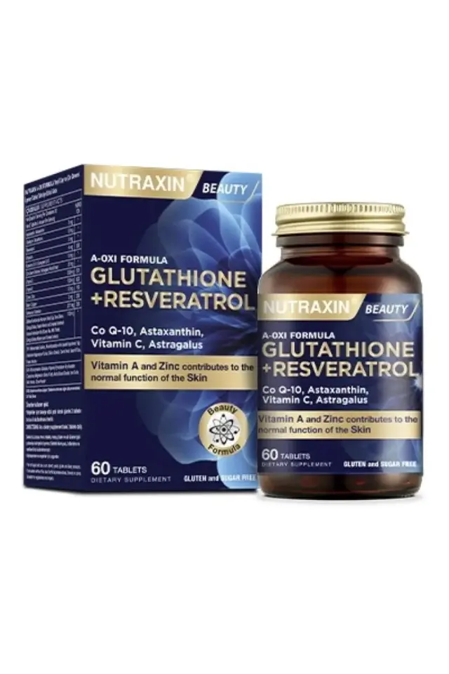 NUTRAXIN A-Oxi Formula Glutathione Resveratrol 60 Tablet Astaksantin Q-10 Çinko Bakır Selenyum