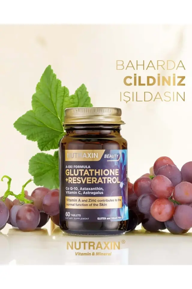 NUTRAXIN A-Oxi Formula Glutathione Resveratrol 60 Tablet Astaksantin Q-10 Çinko Bakır Selenyum