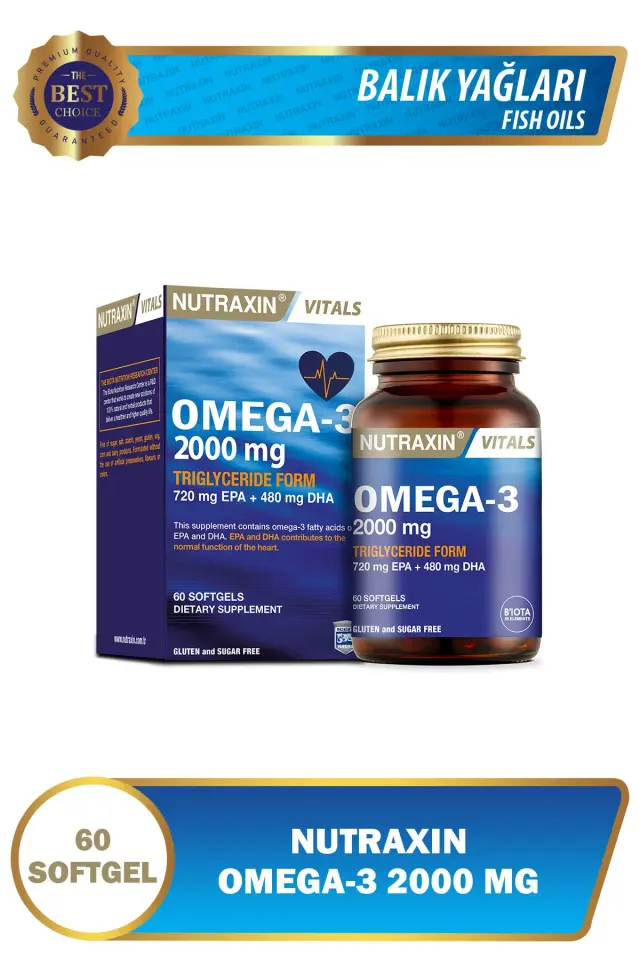 NUTRAXIN Omega 3 2000 Mg 60 Softjel - Balık Yağı, EPA 720, DHA 480 Mg