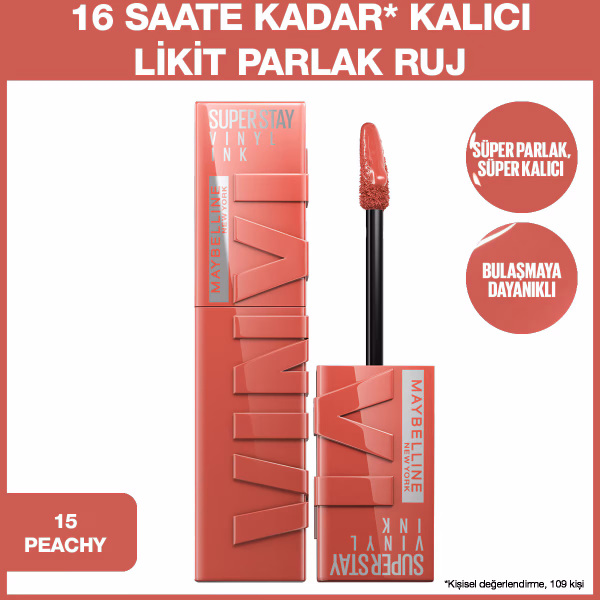 MAYBELLINE RUJ VINYL INK 15 PEACHY