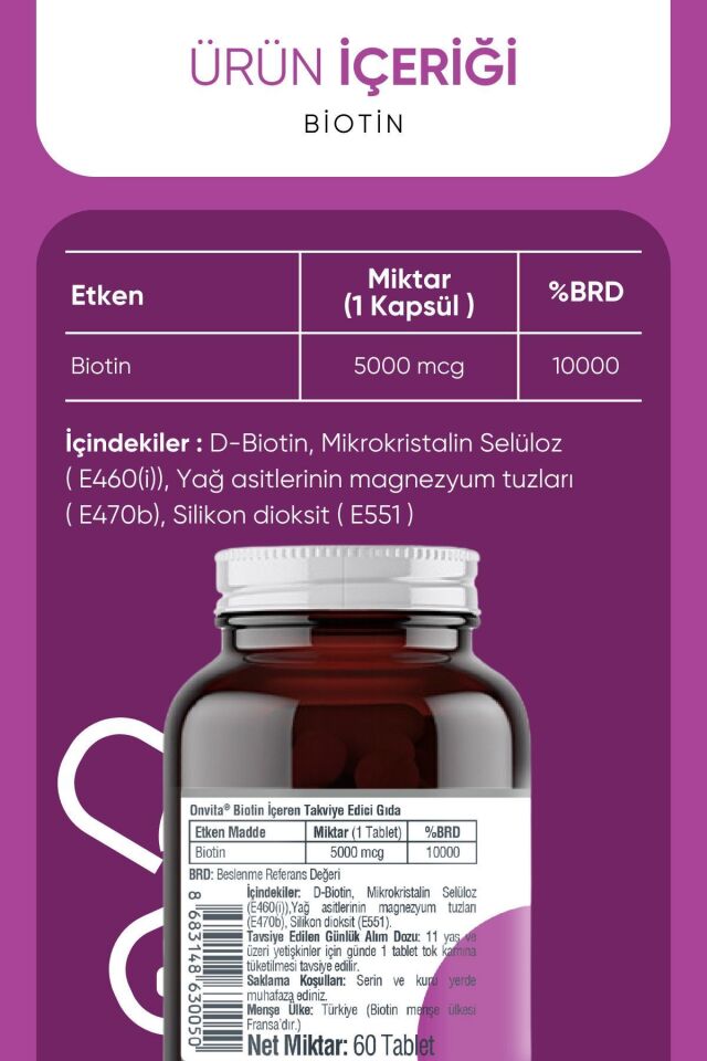 ONVITA BİOTİN 5000 MCG