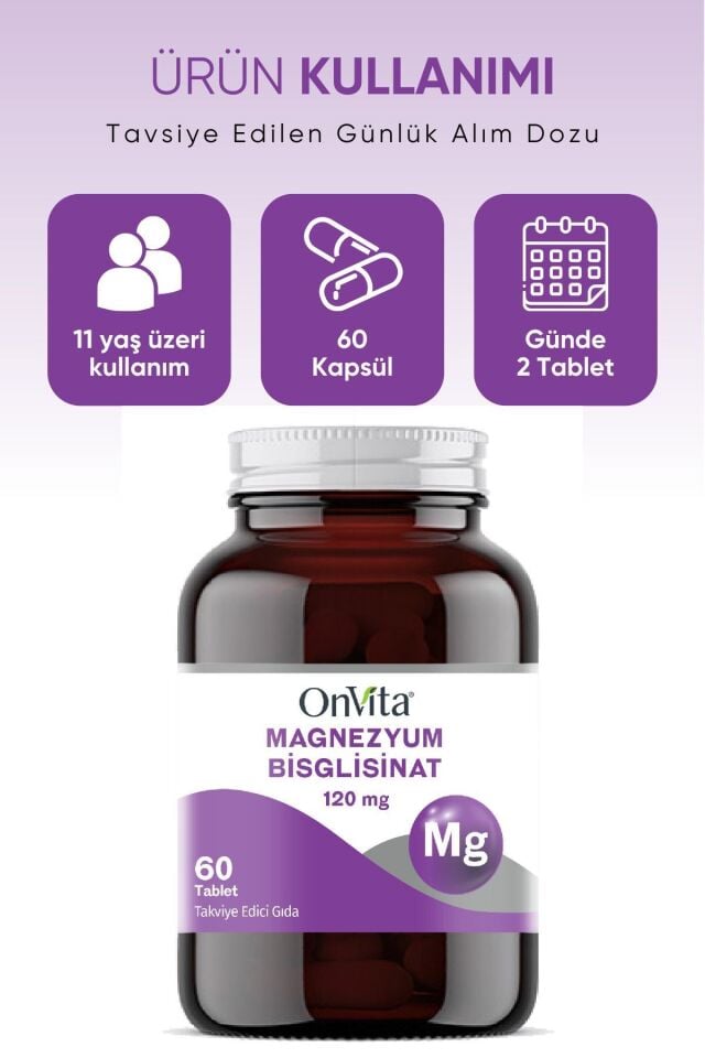 ONVITA MAGNEZYUM BİSGLİSİNAT 120 MG 60 TABLET