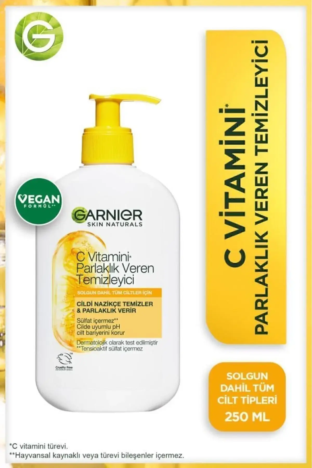 GARNIER SKIN VITAMIN C PARLAKLIK VEREN TEMIZLEYICI 250 ML