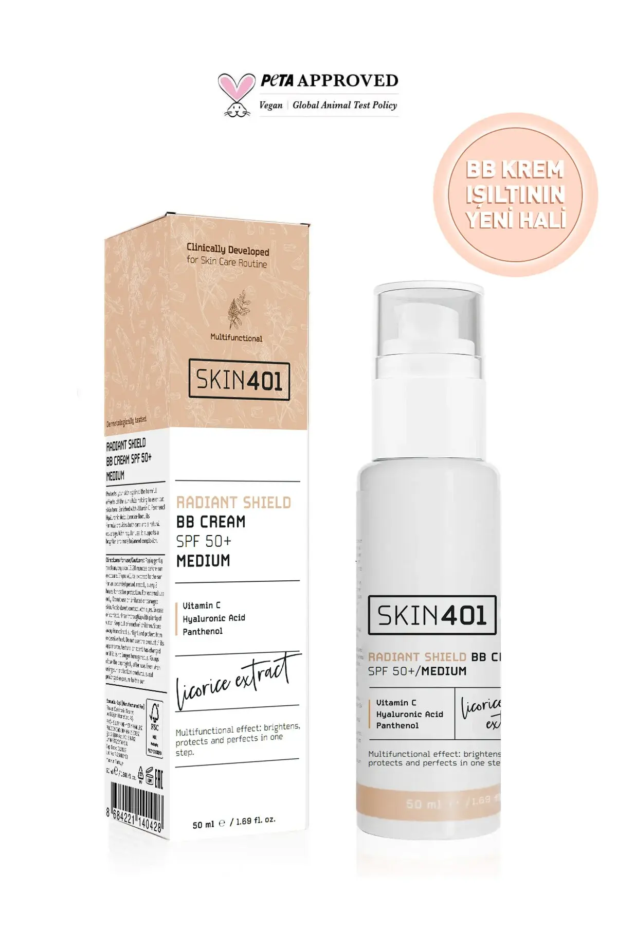 SKIN401 RADIANT SHIELD BB CREAM SPF 50+ MEDIUM 50 ML