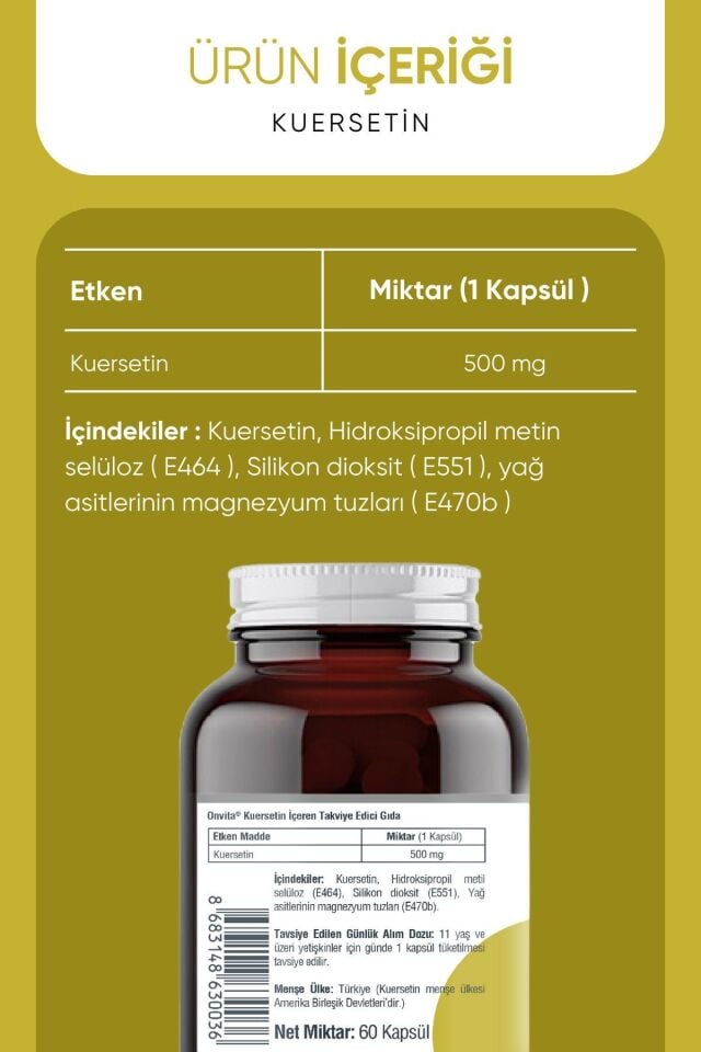 ONVITA KUERSETİN 500 MG