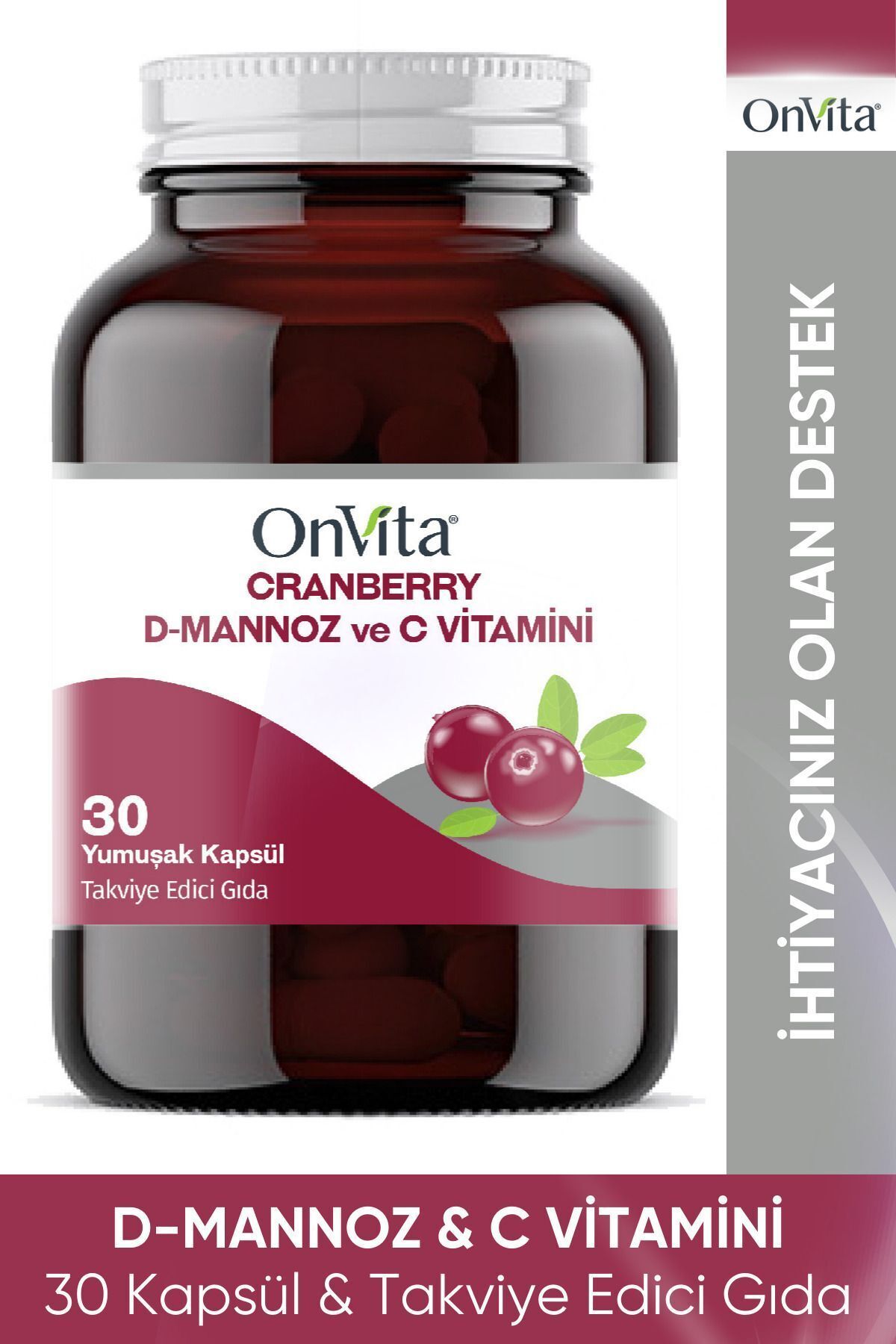 ONVITA CRANBERRY D-MANNOZ VE C VİTAMİNİ 30 YUMUŞAK KAPSÜL