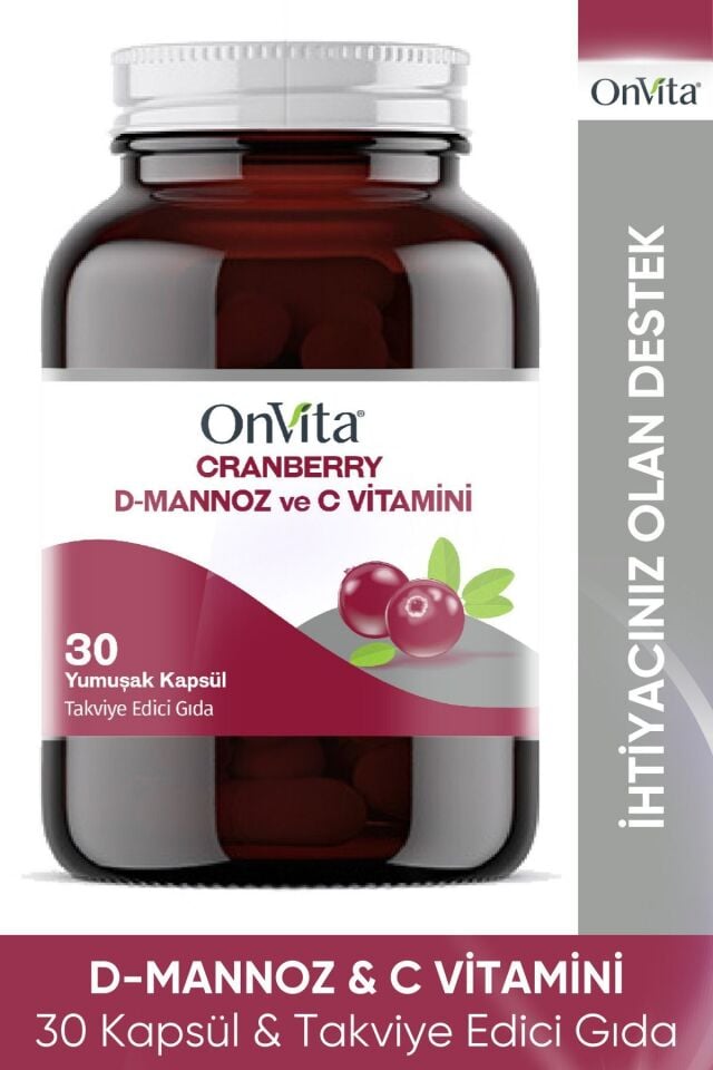 ONVITA CRANBERRY D-MANNOZ VE C VİTAMİNİ 30 YUMUŞAK KAPSÜL