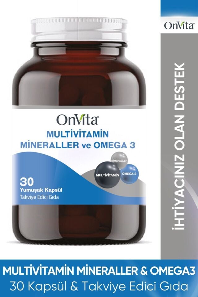 ONVITA  OMEGA 3 VE MULTİVİTAMİN MİNERALLER, 30 YUMUŞAK KAPSÜL