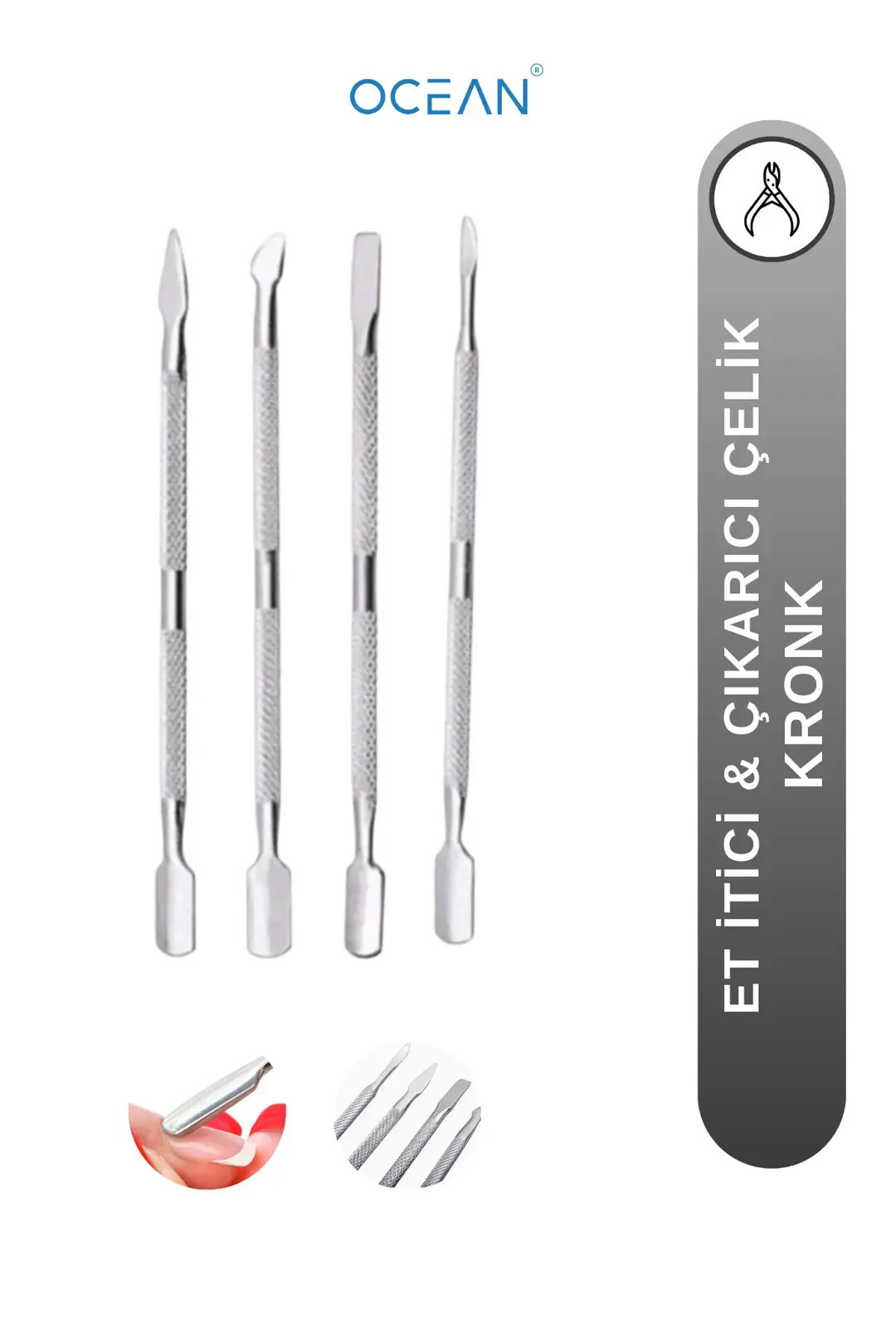 OCEAN  Et Itici & Çıkarıcı Çelik Kronk, Profesyonel Manikür Kronk