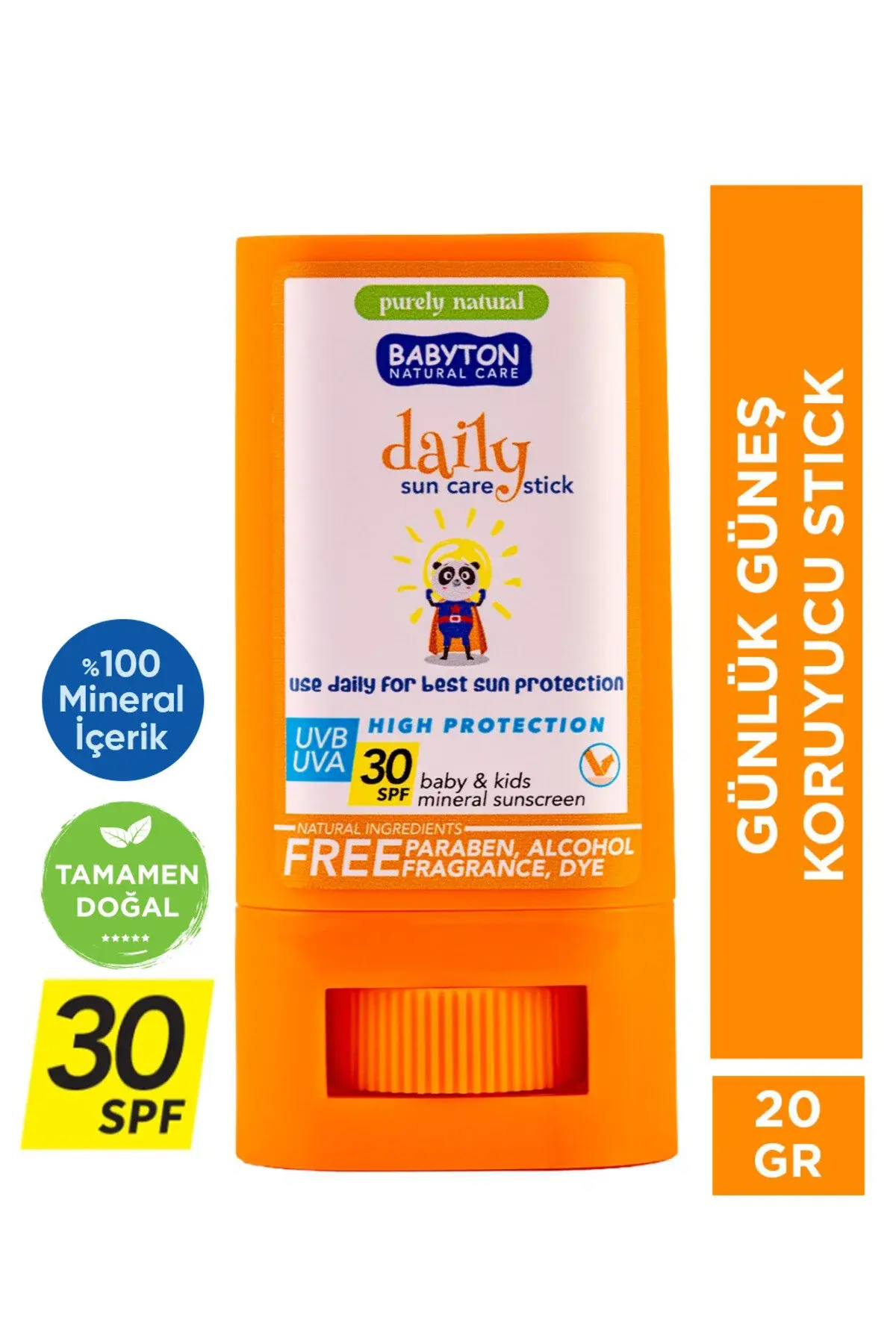 BABYTON DAILY DOĞAL GÜNEŞ KORUYUCU STICK 30 SPF 20 GR