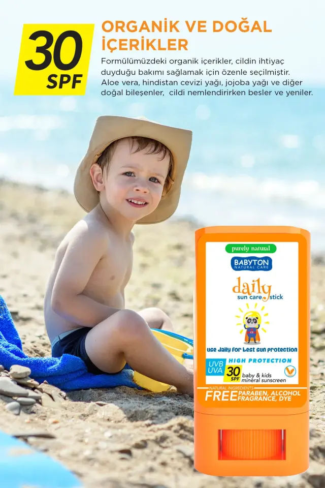 BABYTON DAILY DOĞAL GÜNEŞ KORUYUCU STICK 30 SPF 20 GR