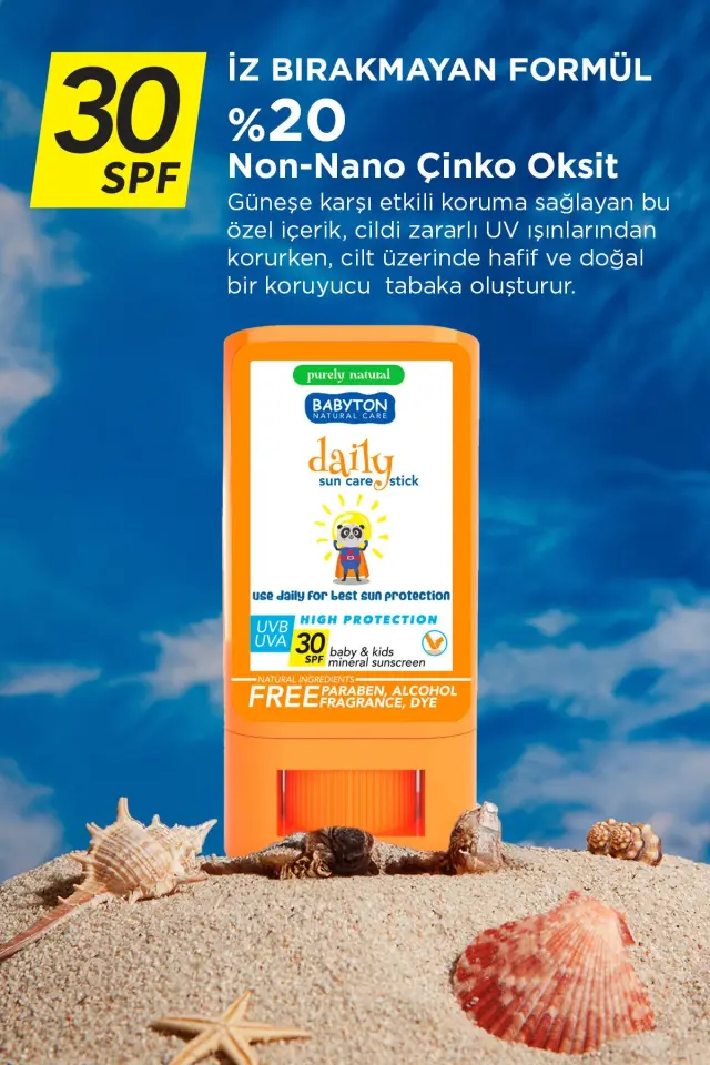 BABYTON DAILY DOĞAL GÜNEŞ KORUYUCU STICK 30 SPF 20 GR