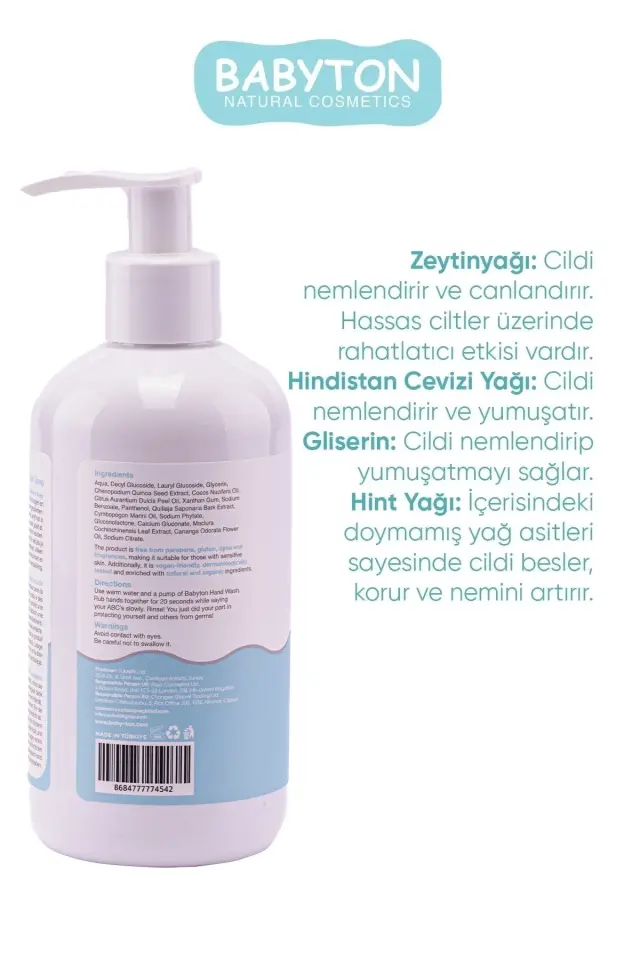 BABYTON DOĞAL EL YIKAMA SIVISI 250 ML