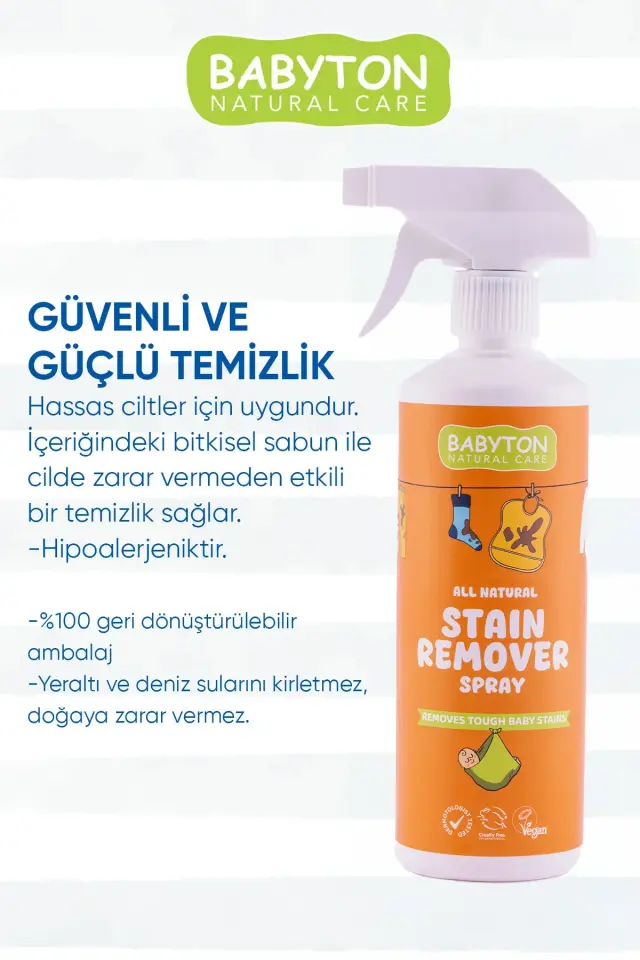 BABYTON DOĞAL ÇAMAŞIR LEKE ÇIKARICI SPREY 500 ML