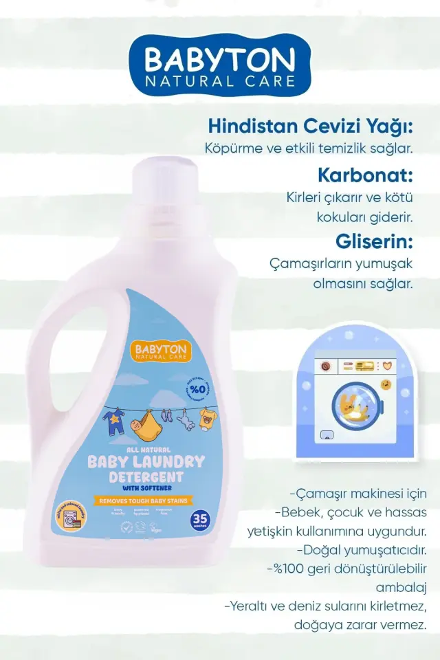 BABYTON Doğal Bebek Çamaşır Deterjanı 1000 ml