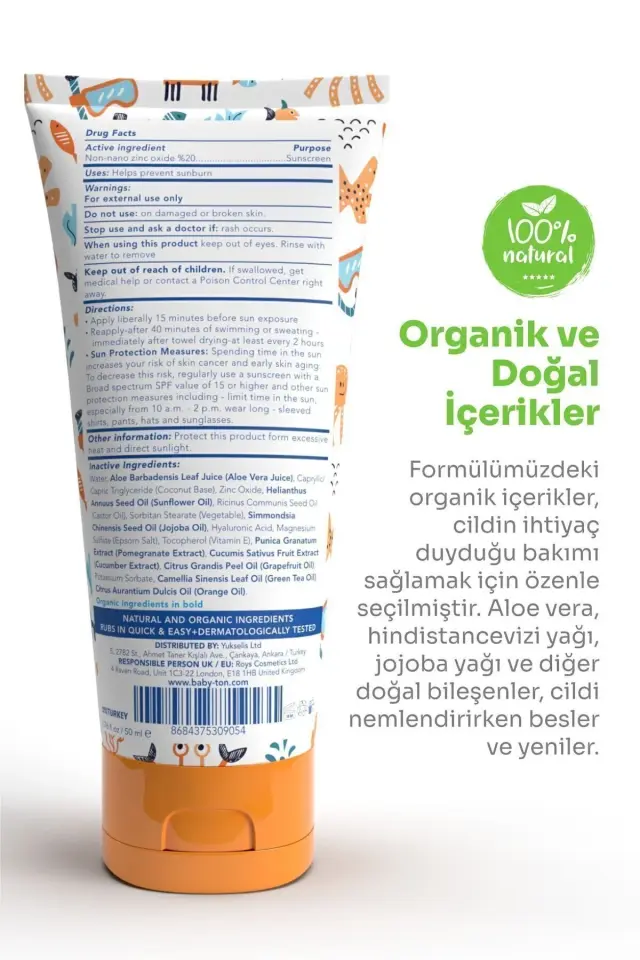BABYTON DAILY DOĞAL GÜNEŞ KORUYUCU KREM 50 ML