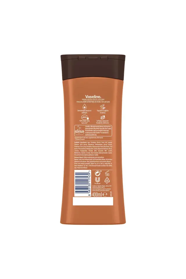 VASELİNE Vücut Losyonu Kakao Işıltısı Parlaklığını Kaybetmiş ve Kuru Ciltler İçin 400 ml