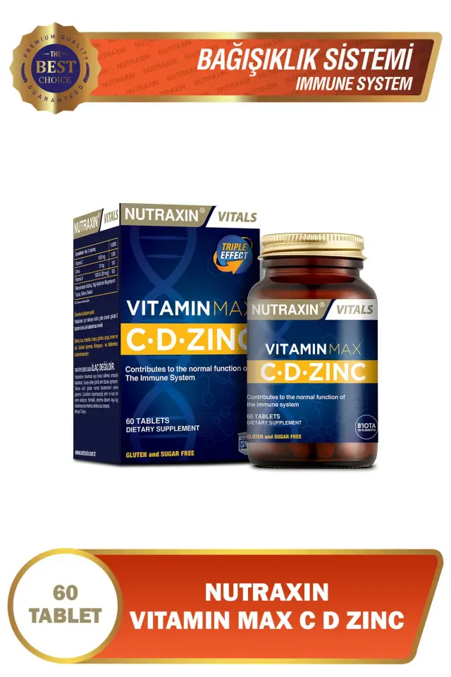 NUTRAXIN Vitamin Max C D Zinc 60 Tablet - Zaman Salınımlı