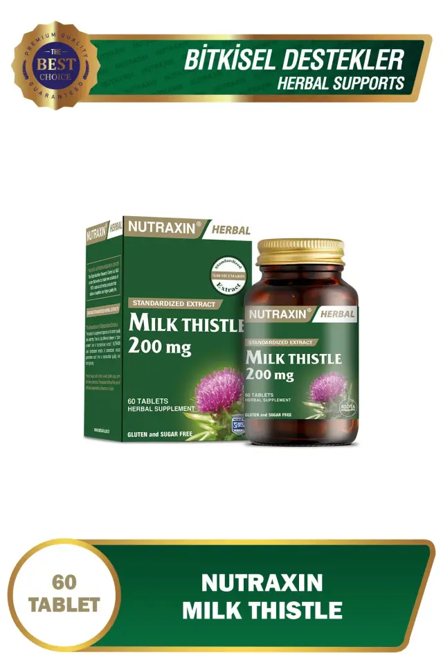 NUTRAXIN Milk Thistle 200 Mg 60 Tablet - Deve Dikeni Ekstresi