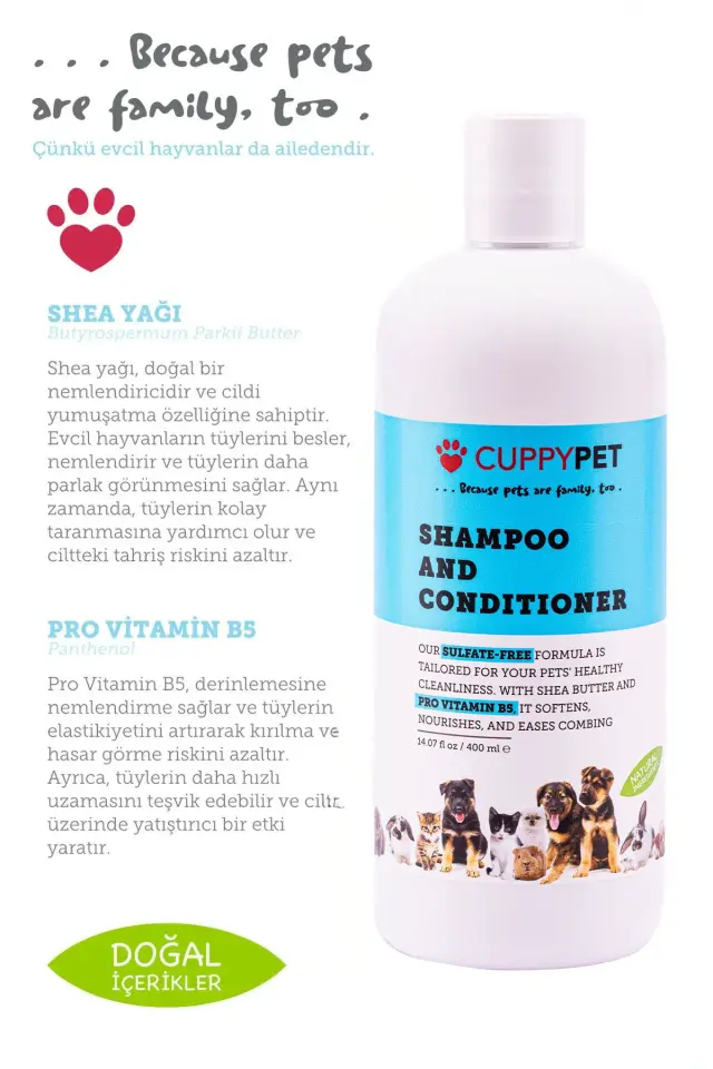 CUPPYPET Köpek Kondisyonerli Şampuan 400 ml