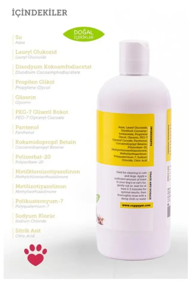 EVCİL HAYVANLAR İÇİN ARINDIRICI ŞAMPUAN